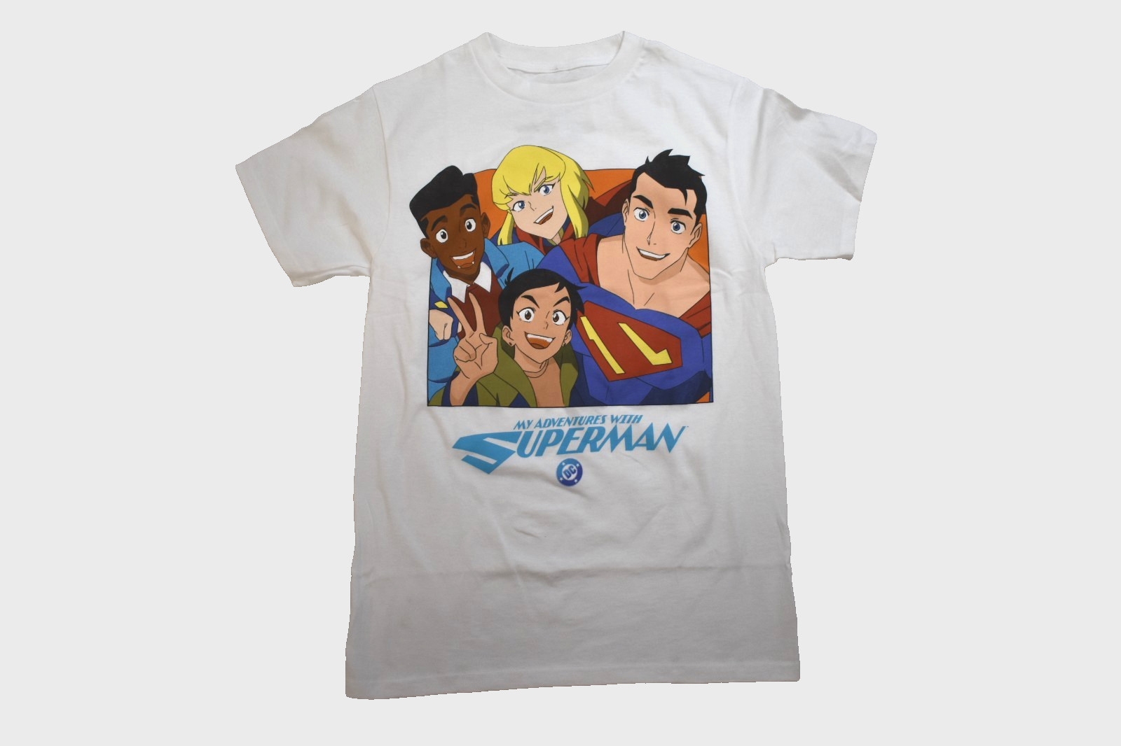 DC Comics My Adventures With Superman Mens Group Photo White Shirt New XS-3XL
