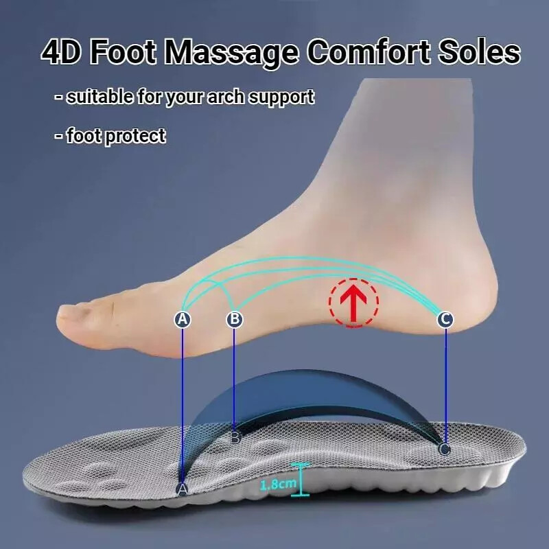 Insoles Orthopedic Supersoft For Sport Shoes 4D Inserts Feet Shock Absorption US