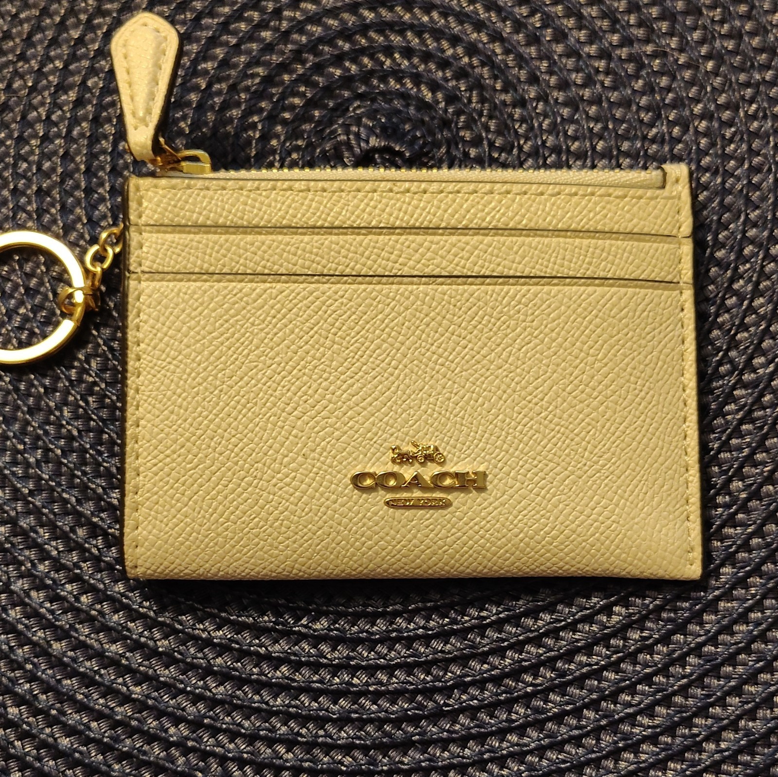 Coach Chalk With Gold Tone Hardware Mini Skinny ID Wallet Case Women’s Zip top