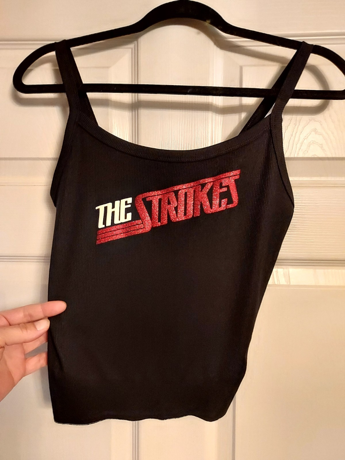 The strokes tank top the strokes crop top red glitter sparkles Shirt Xs_3xl