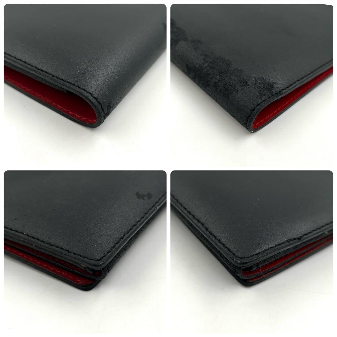 CELINE Black Leather Clutch Bag File Case Square Gold Logo Plate 675 Women’s