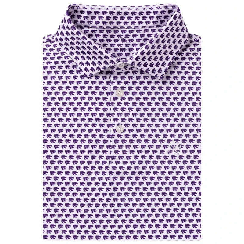 Rhoback Kansas State Wildcats Polo Dark Violet Logo Print Breathable, M-3XL 🏈