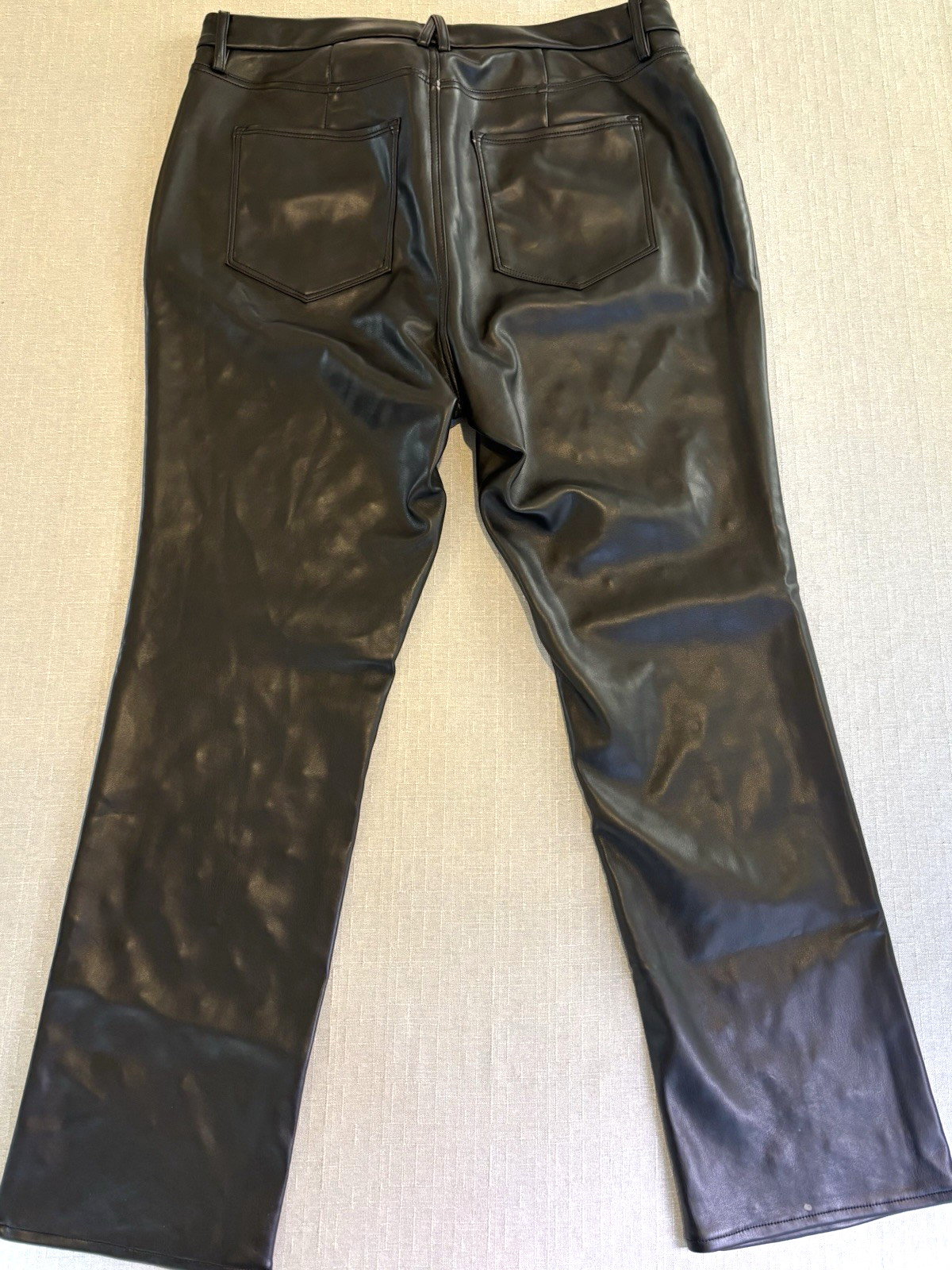 Good American Faux Leather Pants Sz 16 Crystal Embellished Icon Stud Black Glam
