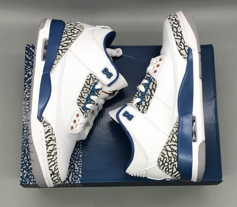 Jordan 3 Retro “White and True Blue” Basketball Shoes Size US 7-12