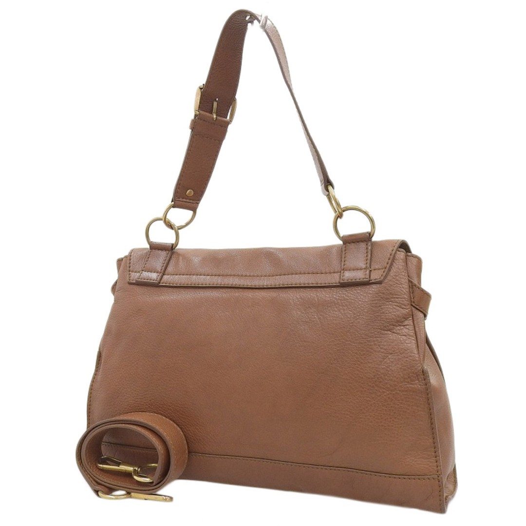 Yves Saint Laurent 2-Way Shoulder Bag Leather Brown Size: W:16.5 × H: 12.6 in.