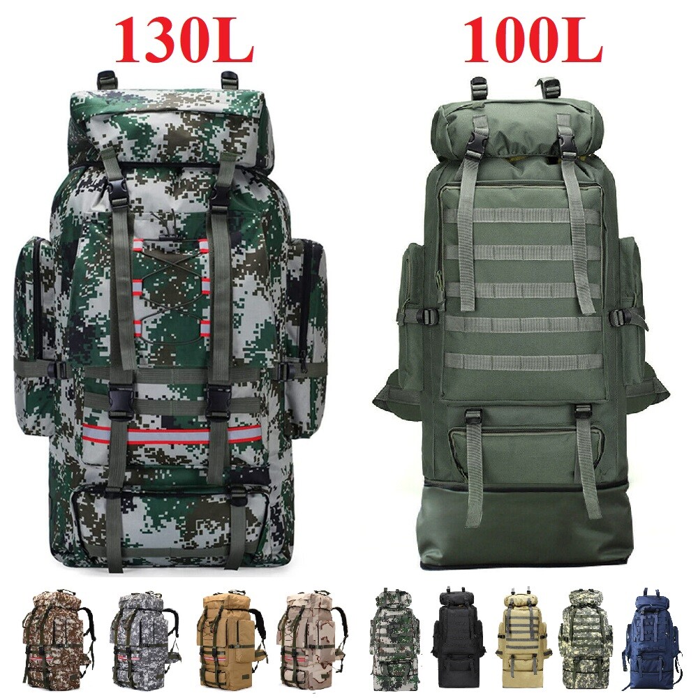 100L 130L Hiking Military Tactical Backpack Rucksack Camping Outdoor Travel Bag