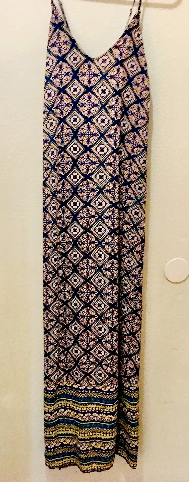 Old Navy Maxi Slip Dress Womens Size Large Tall Blue Boho Cottagecore Prairie