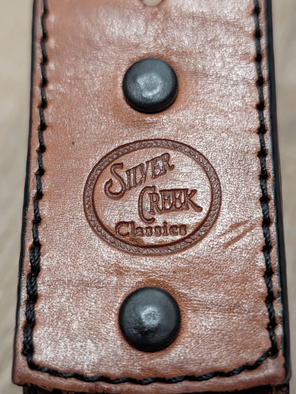 Silver Creek Tooled Leather Belt Western Sheriff Star Revolver Concho Sz 34