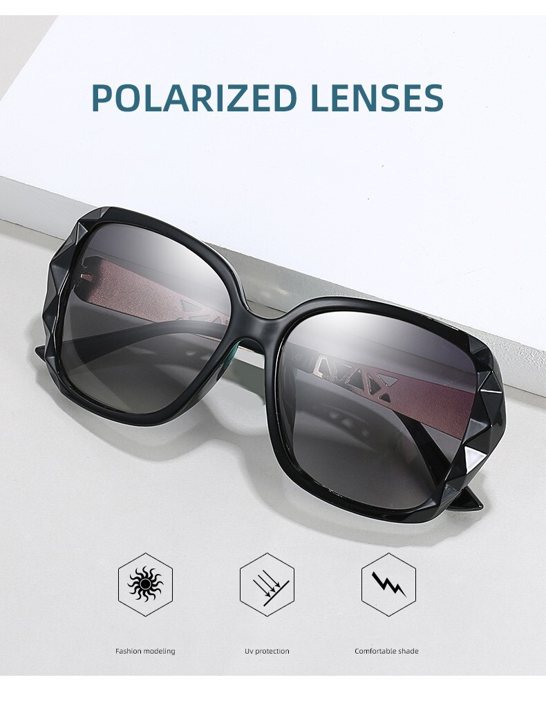 2Pcs Oversized Polarized Sunglasses For Women Jackie O Large Square Retro Frame