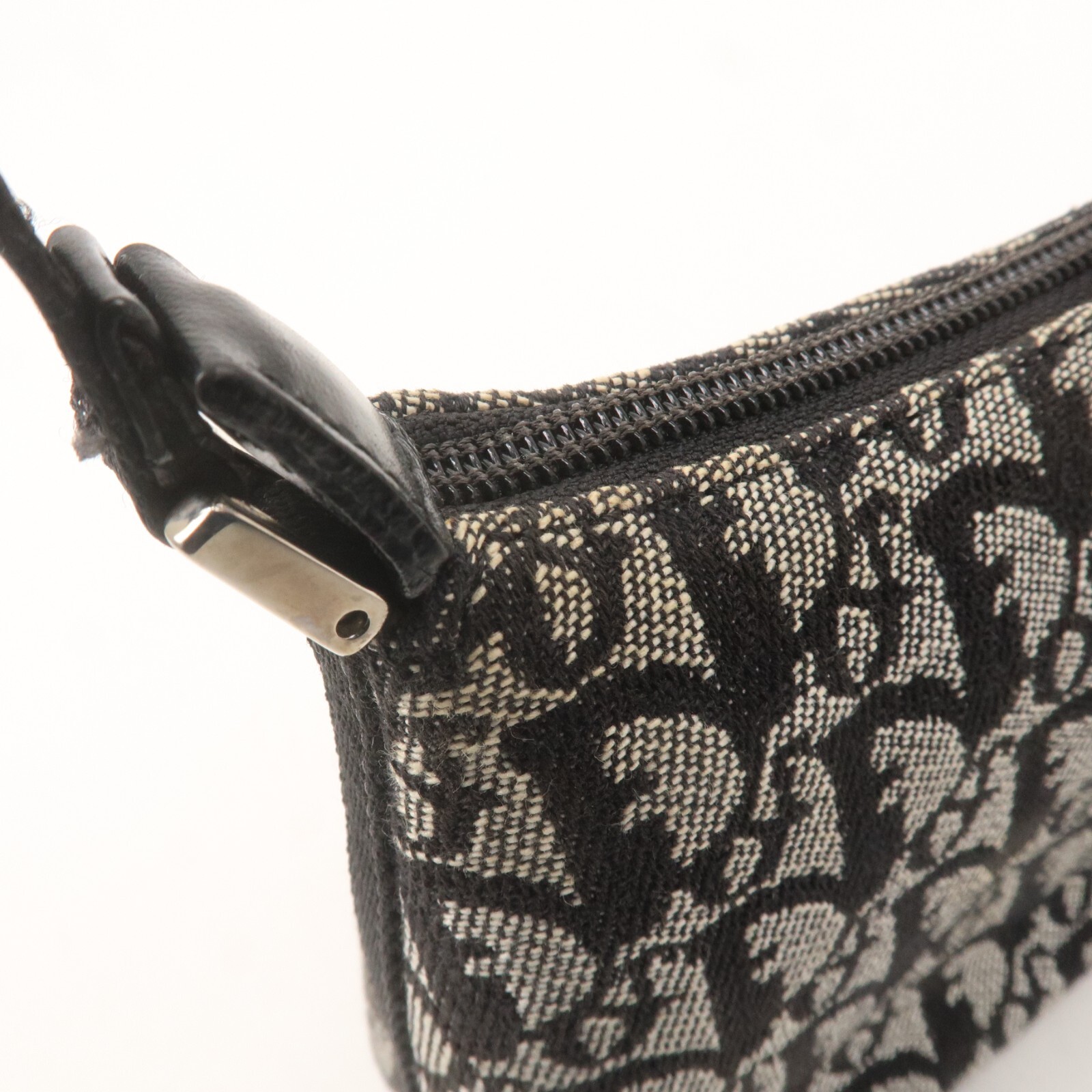 Christian Dior Trotter Shoulder Bag Black Canvas Leather Auth Used