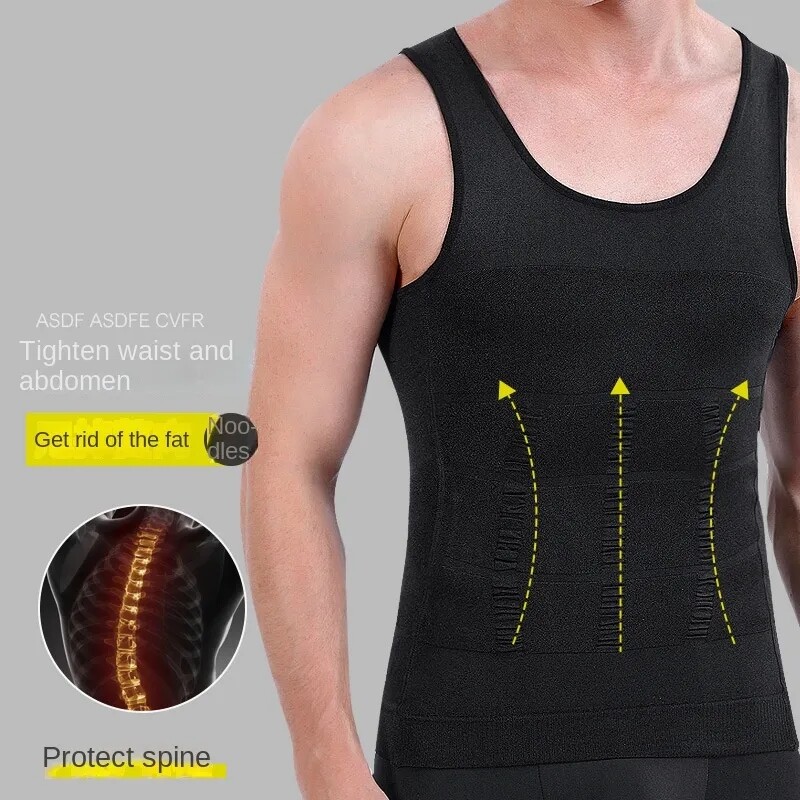 Men Gynecomastia Compression Undershirt Body Shaper Slimming Belly Vest Tank Top