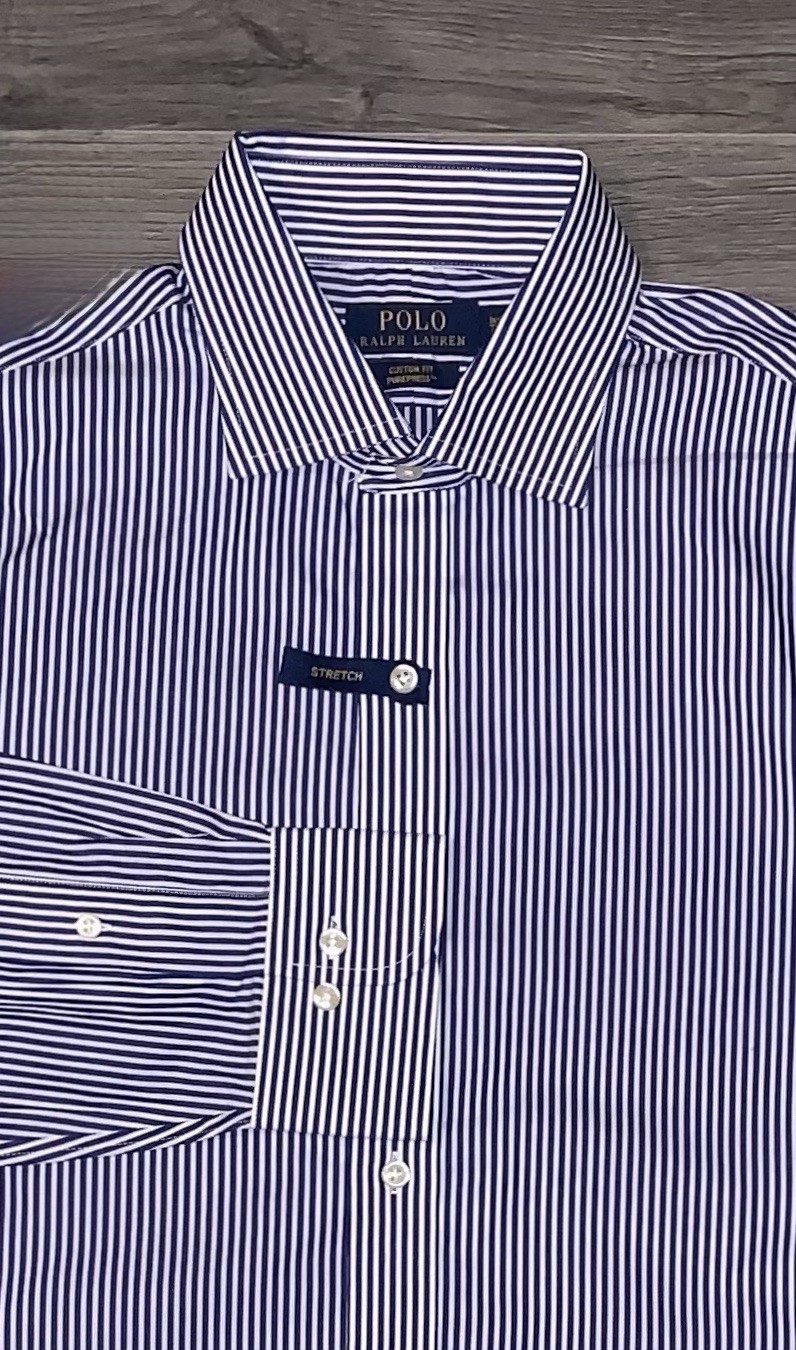 Polo Ralph Lauren Regent Custom Fit Button Up Poplin Shirt Striped Men’s Sz 15.5