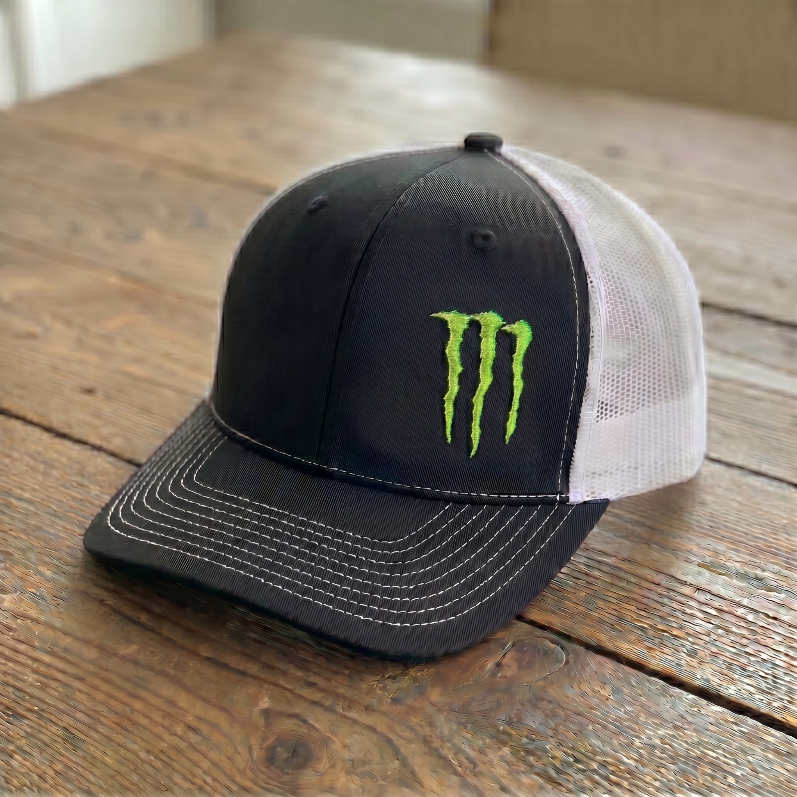 Monster Energy Embroidered Trucker Hat White Mesh Baseball Cap