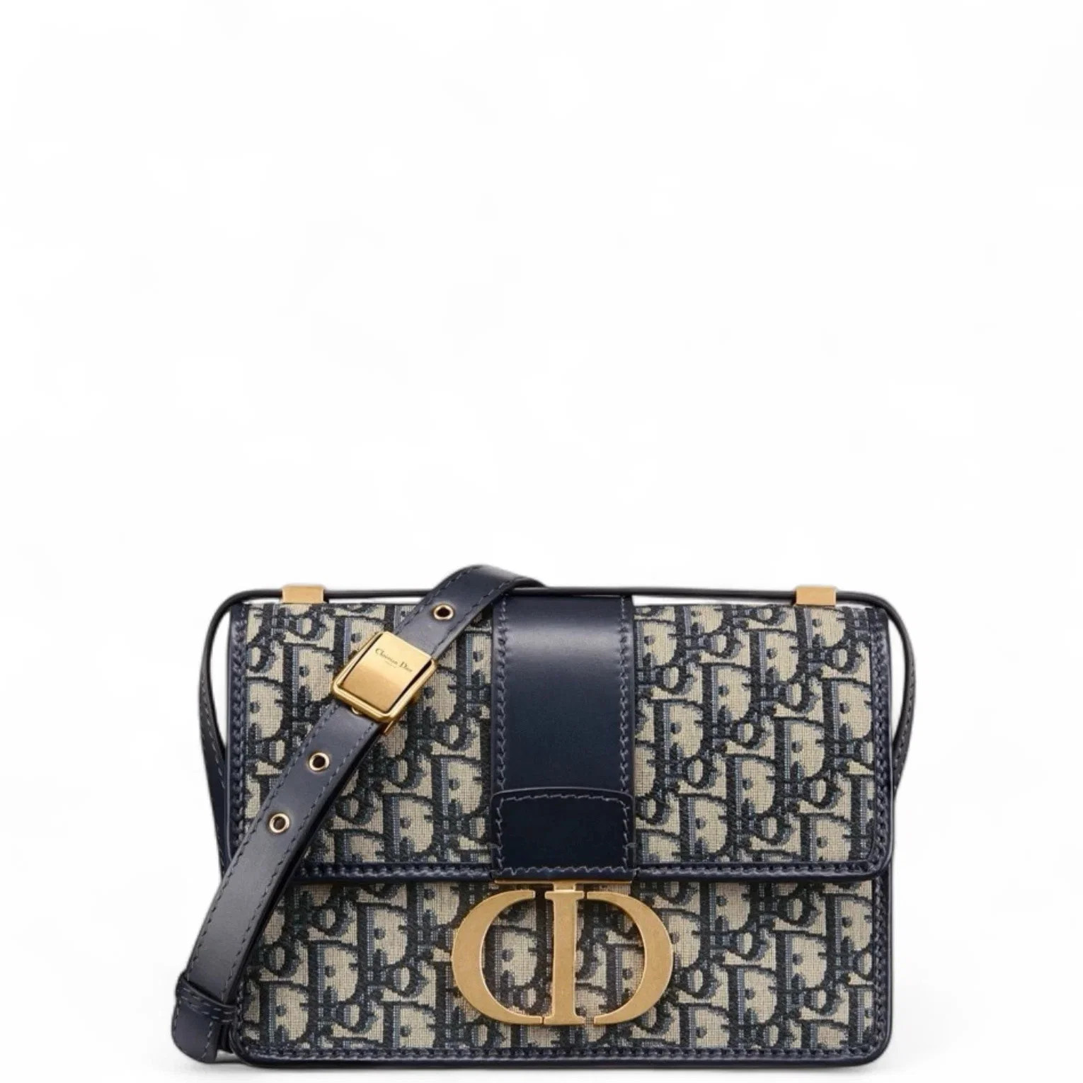Dior 30 Montaigne Flap Bag Black Beige Navy Oblique (ud072426a9r)