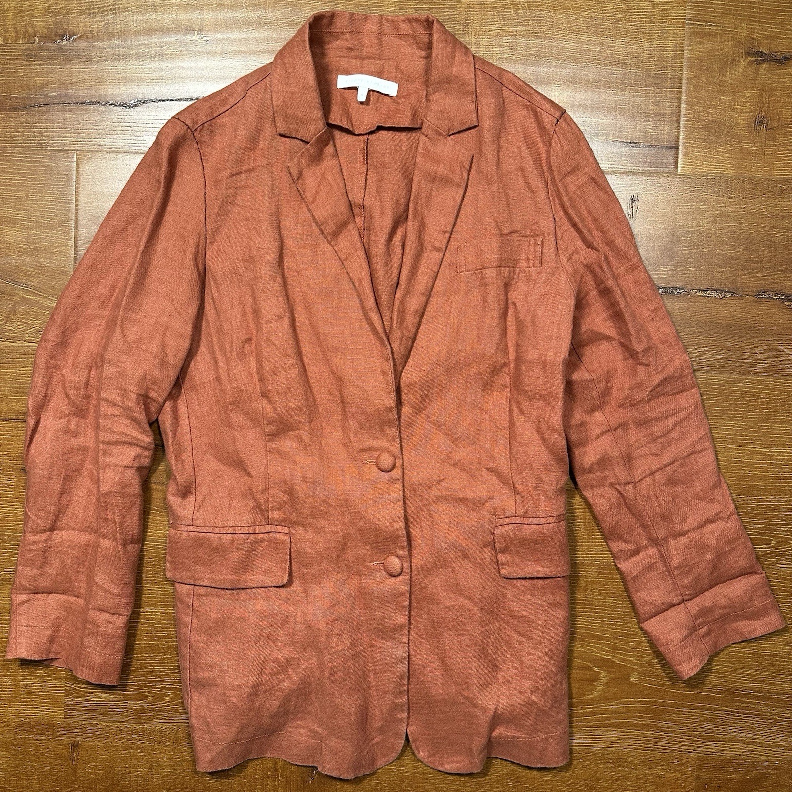 Etophe Studios Linen Blazer jacket Womens M Brick Burnt City Designer Retro