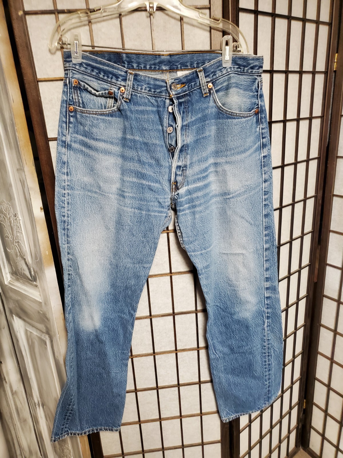 VTG Levis 501 Button Fly Blue Jeans Mens 34×30 Actual (36×34) Denim 90s Faded