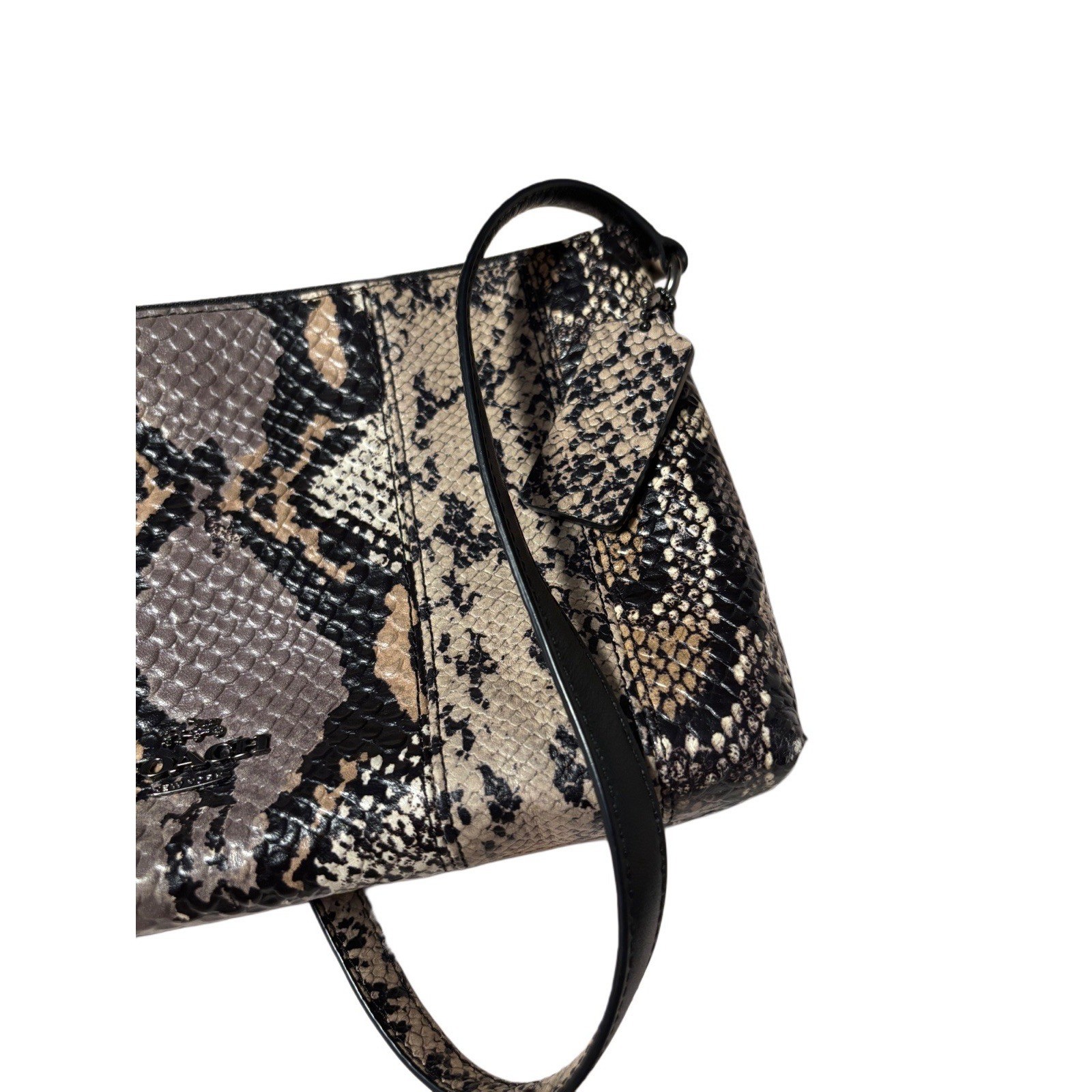 Coach Exotic Embossed Leather Crosby Crossbody Shoulder Bag 37172, Double Zipper