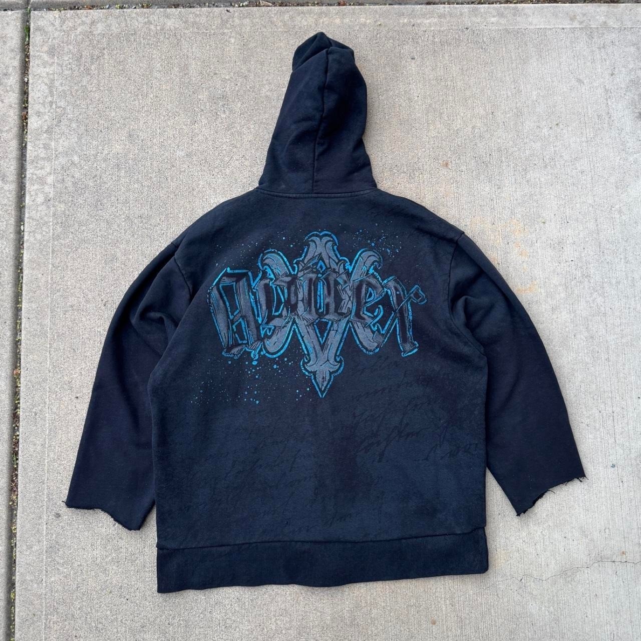 BLACK 00s AVIREX WING GRAPHIC ZIP UP HOODIE