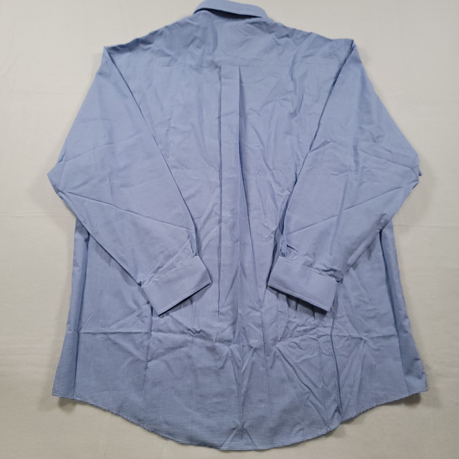 NEW VTG Brooks Brothers Shirt Mens 16.5 3 Blue Micro Check Relaxed Fit Cotton
