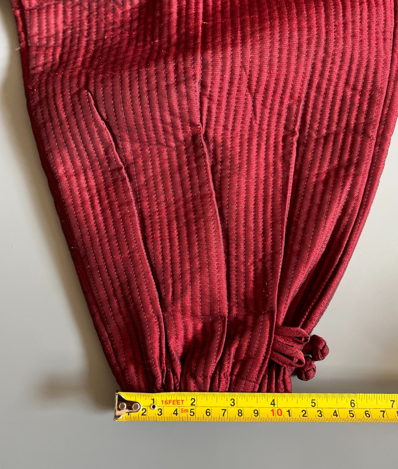 S-M Traditional Korean Modern Hanbok Set-Quilted Nubi Burgundy Top/ Pants /Scarf
