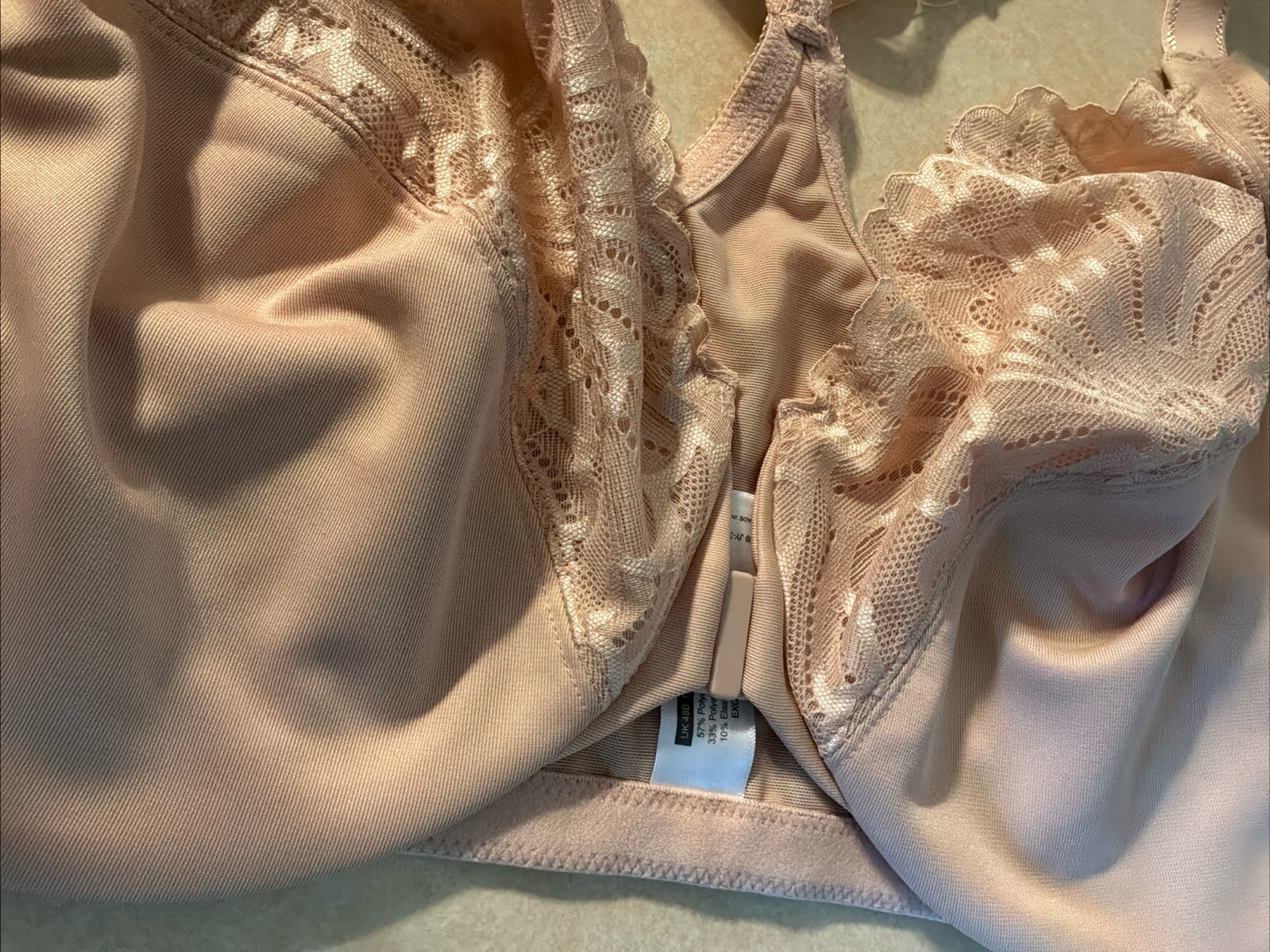 MELENECA Women s Racerback Front Closure Full Coverage UW Bra Pale Nude NWT 48B