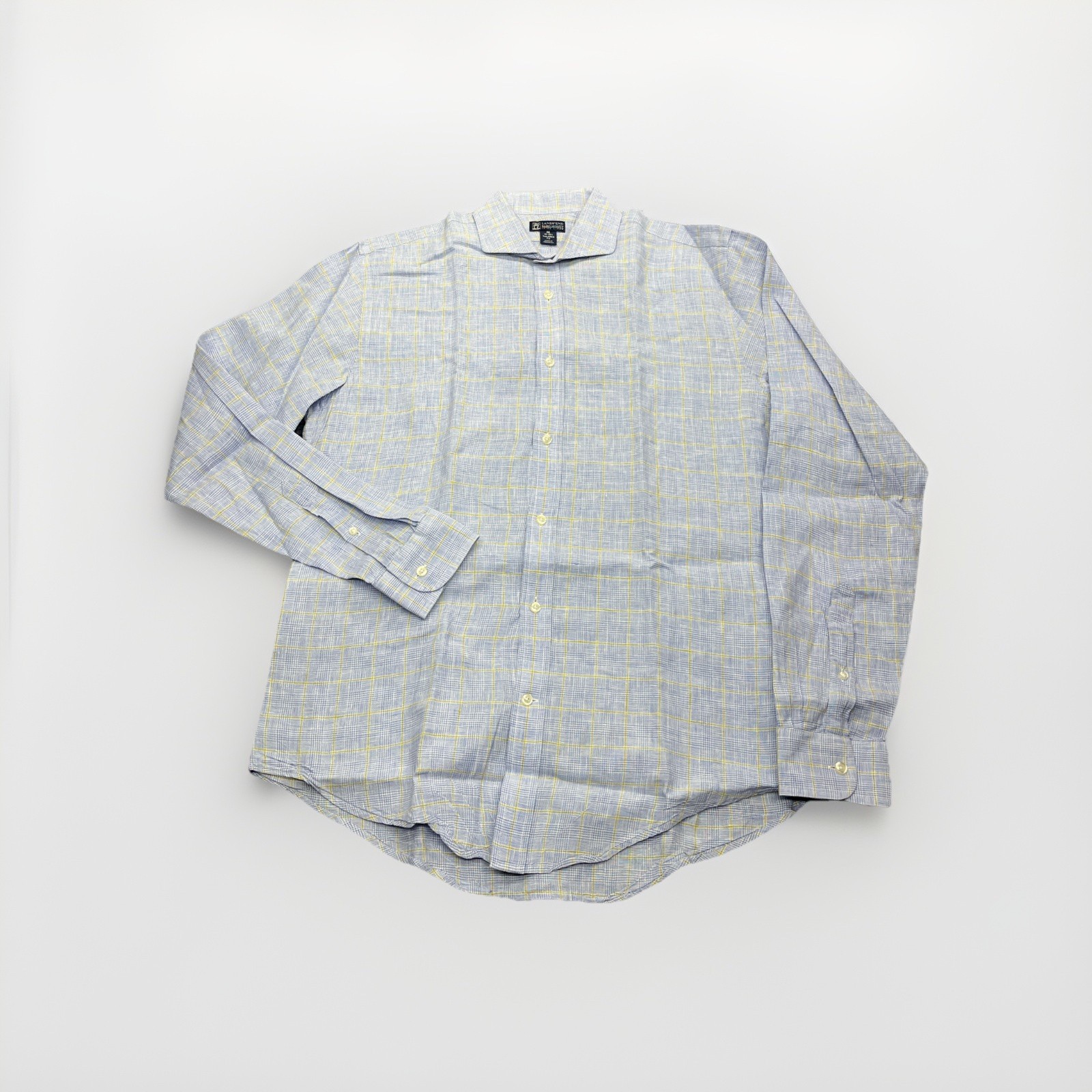 Lands End Baird McNutt Irish Linen Button Up Shirt M Mens Tailored Fit 15 – 15.5