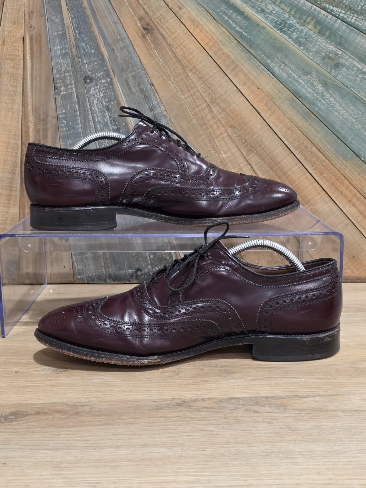 Allen Edmonds McAllister Wingtip Oxfords Burgundy 9 EEE USA Leather Wide