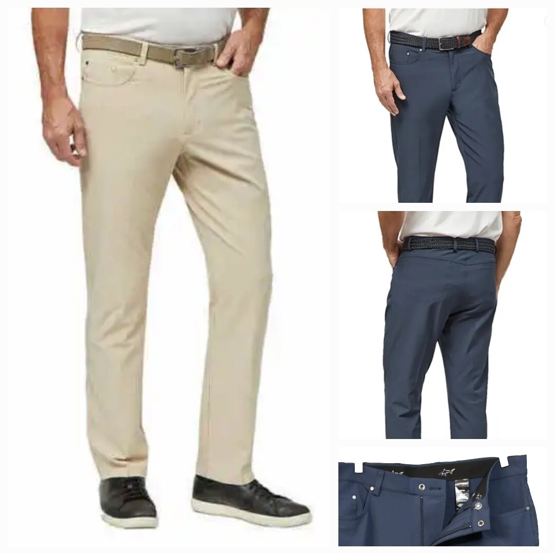 Greg Norman Men’s ML75 Ultimate Stretch Luxury 5 Pocket Pant, Navy 32, 34, 36