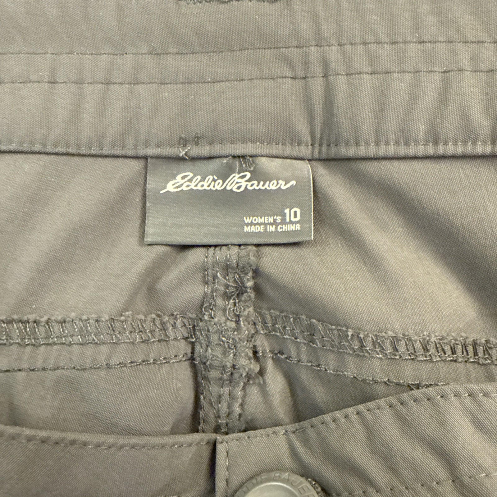 Eddie Bauer Rainier Capri Pants Gray Nylon Stretch Hiking UPF 50+ Size 10