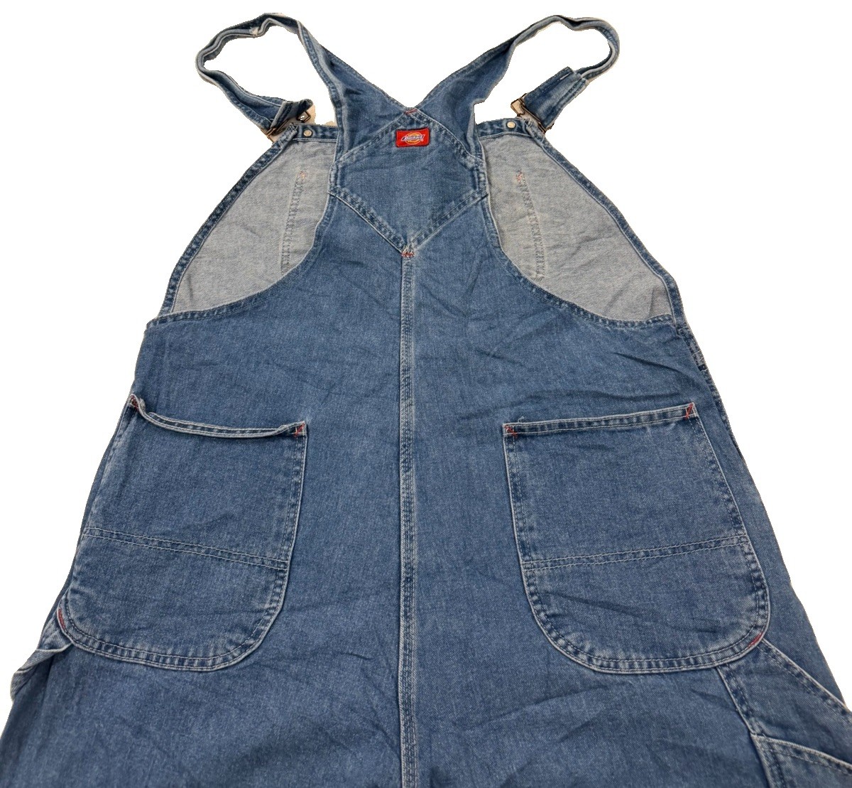 Dickies Blue Denim Cotton Overalls 38×32 (41×30.5) Construction Mechanic Worker