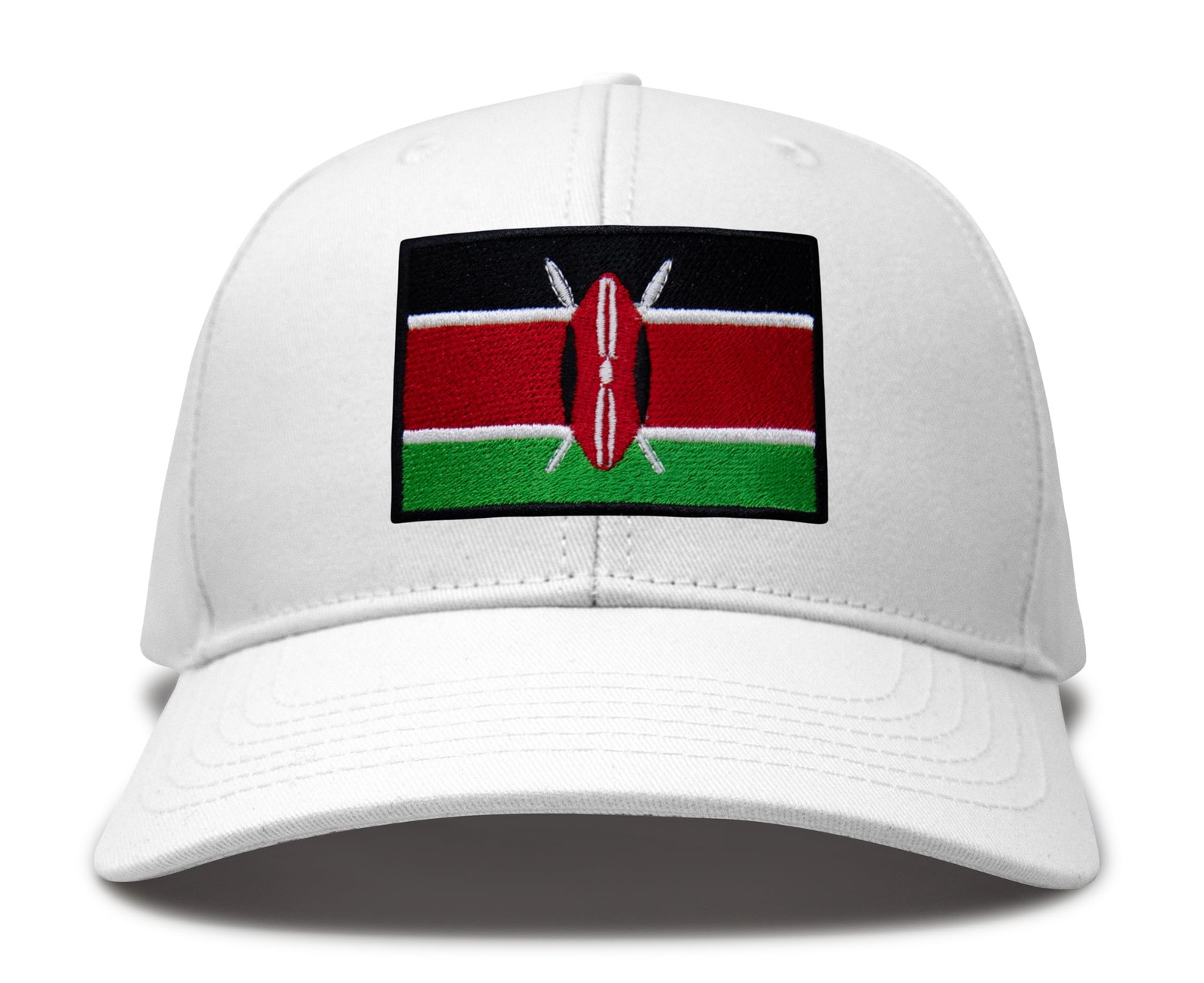 Kenya Flag Hat for Men and Women – Snapback Trucker Baseball Cap (All White)