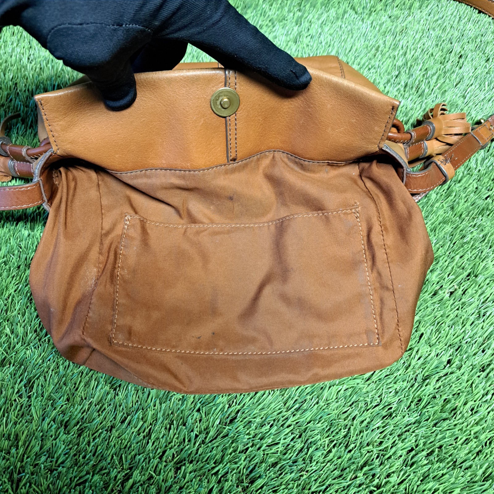 Fossil Rayna Drawstring Crossbody Brown Leather SHB2824210 Preowned