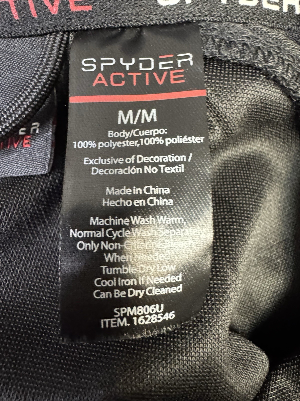 SPYDER Active Black Full Zip Breathable Jacket Moisture Wicking Size Medium