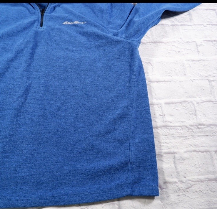 Eddie Bauer Men’s XL Blue 1/4 Zip Fleece Pullover Mock Neck w/ Pockets