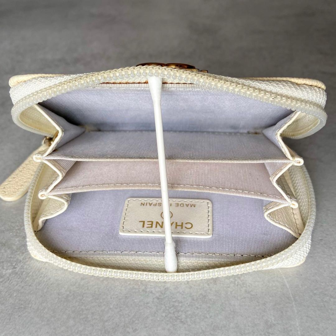 Chanel Boy Chanel Coin Case Caviar Skin Cream with Box