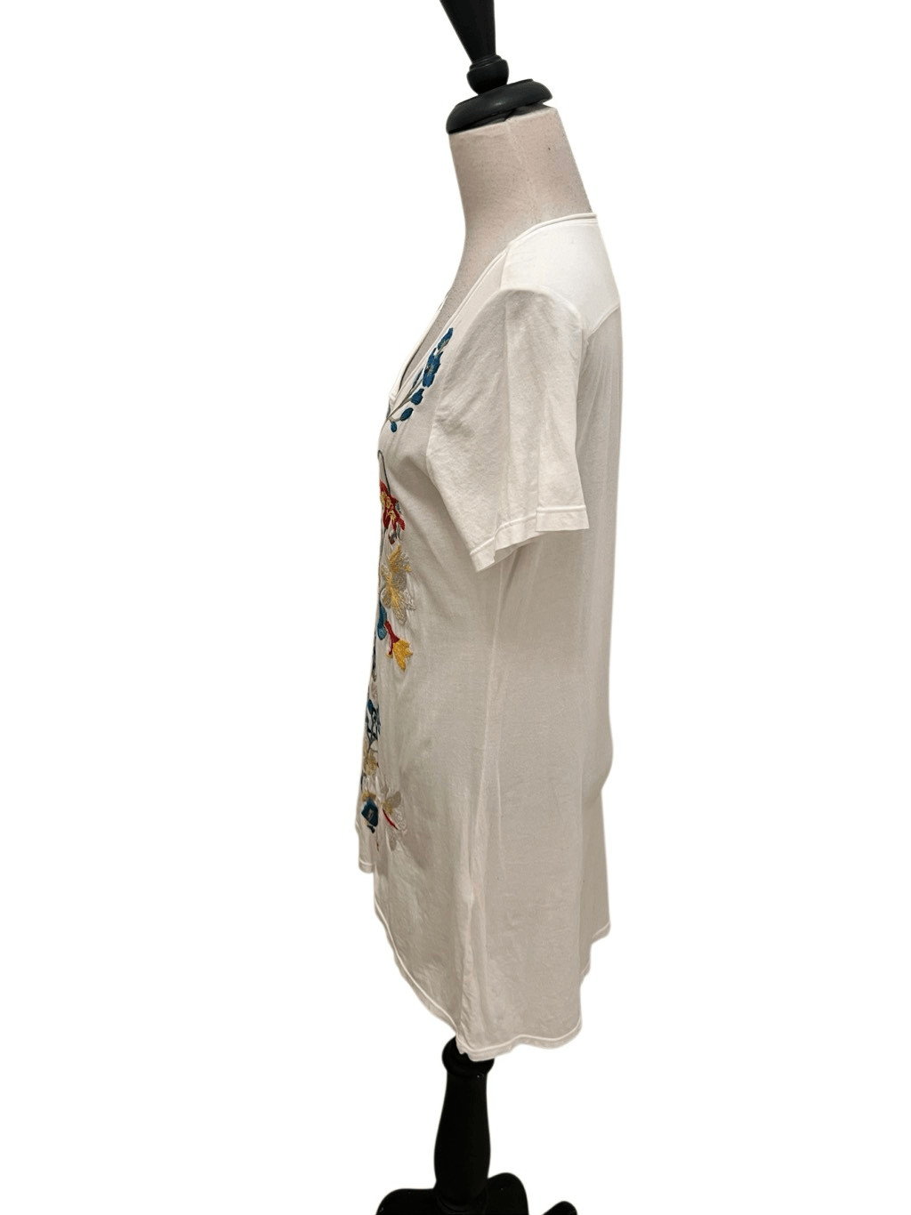 Johnny Was Women’s Boho Floral Embroidery Adele Drape Tunic Dress White Medium