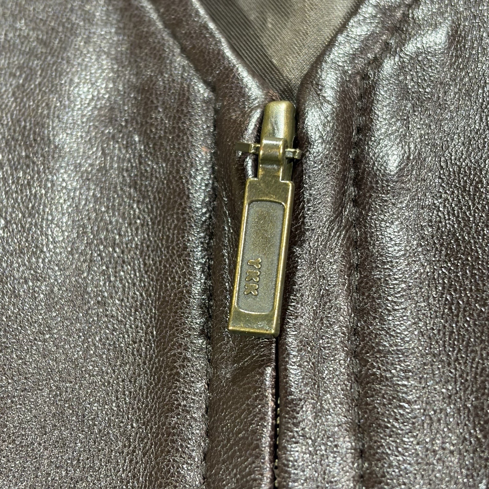 Croft and Barrow Womens Genuine Lambskin Leather Vest Brown Zip Front Size M