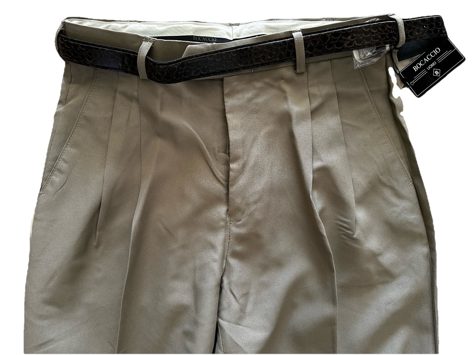 MEN’S PLEATED DRESS PANTS SLACKS TROUSERS BELTED CUFFED BOTTOMS SIZES 28 to 70
