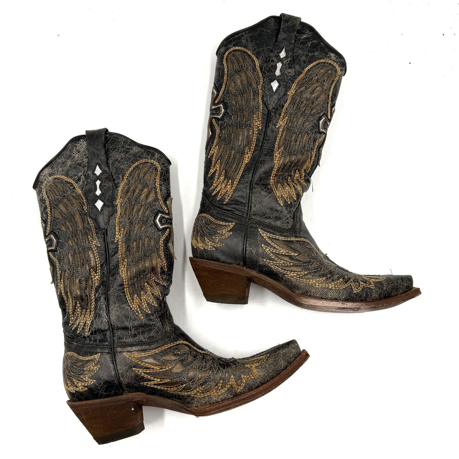 Corral Western Boots Black Wing Cross Embroidery Western Womens 6.5 M A1967