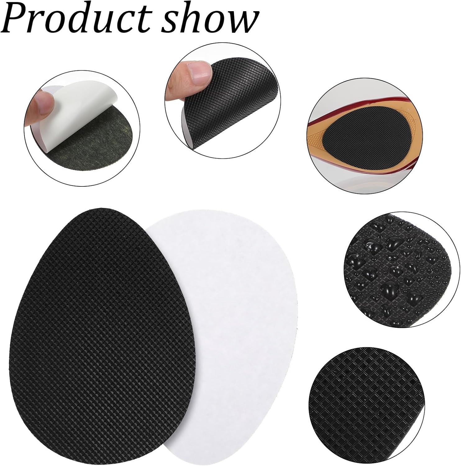 24 Pcs Non-Slip Shoe Pads Self Adhesive Sole Protector Heel Grips Black