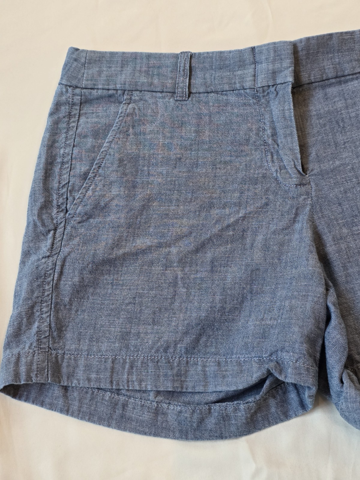 J.CREW Women’s Blue Chambray Chino Shorts Size 6 100% Cotton Pockets Lightweight