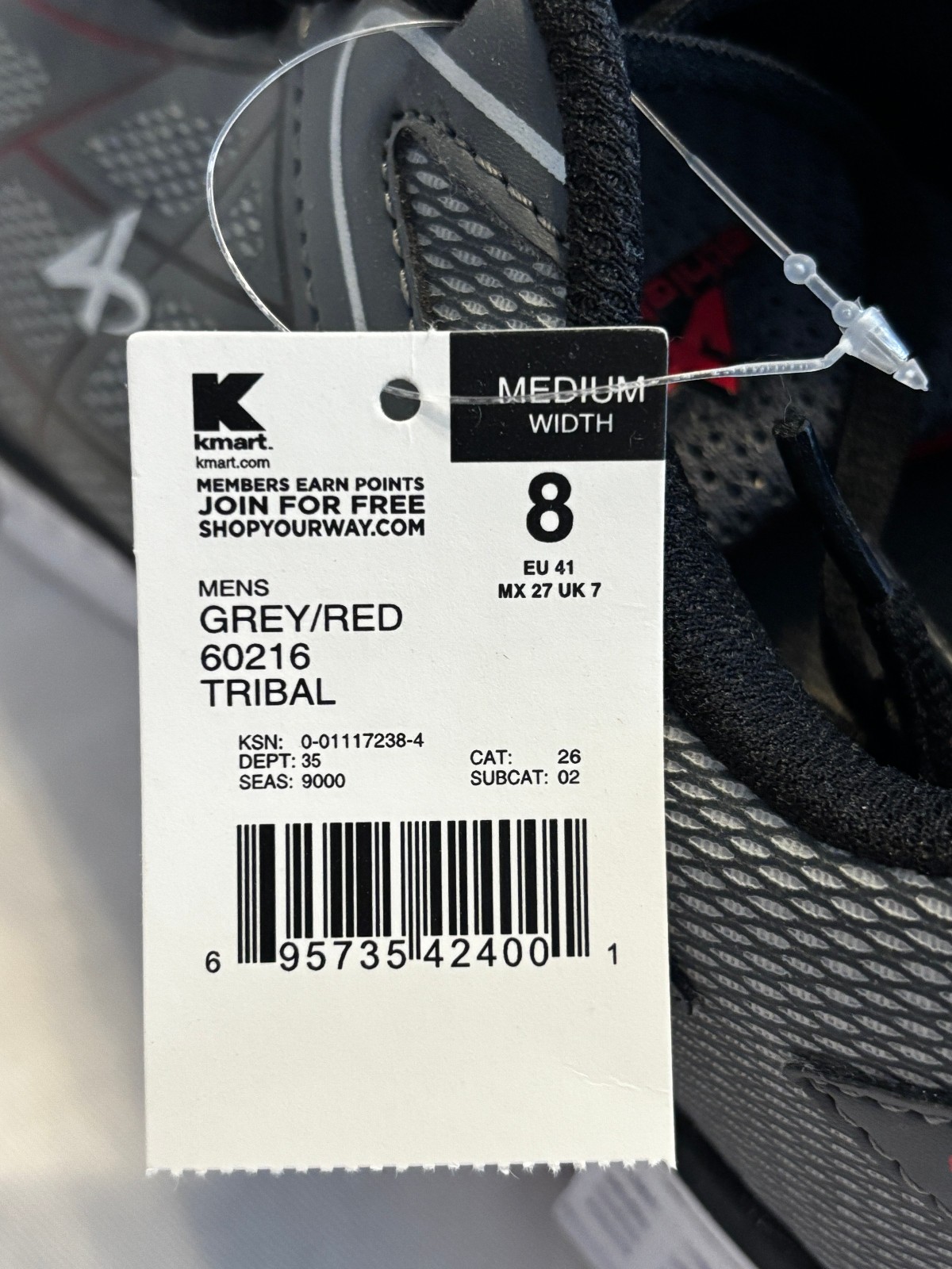 Athletech Tribal Athletic Shoes Tennis Walking Running 60216 Grey / Red Men 8