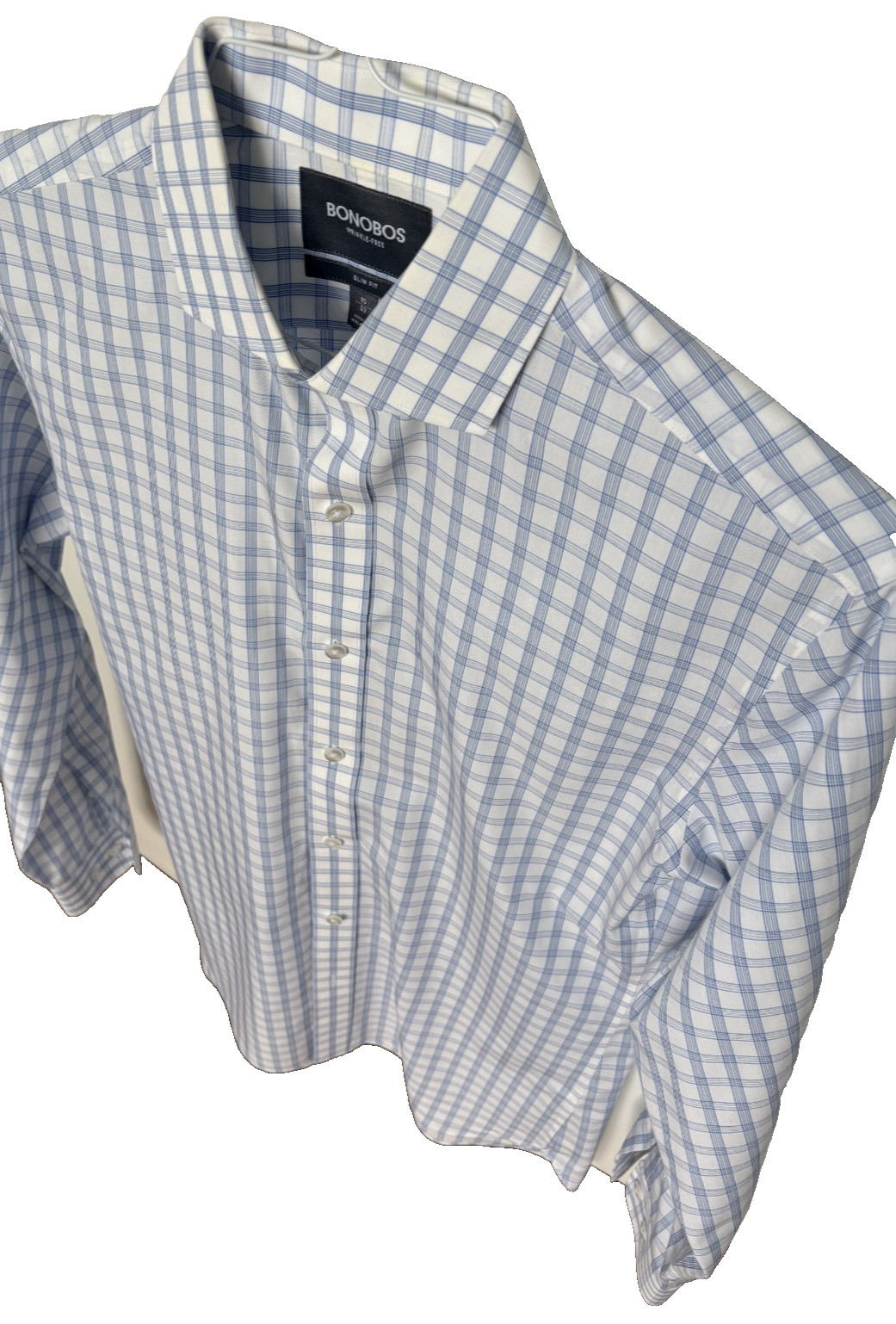 Bonobos Men Button Down Shirt Blue Check Slim Fit Size 15″-33″ -Taking Offers