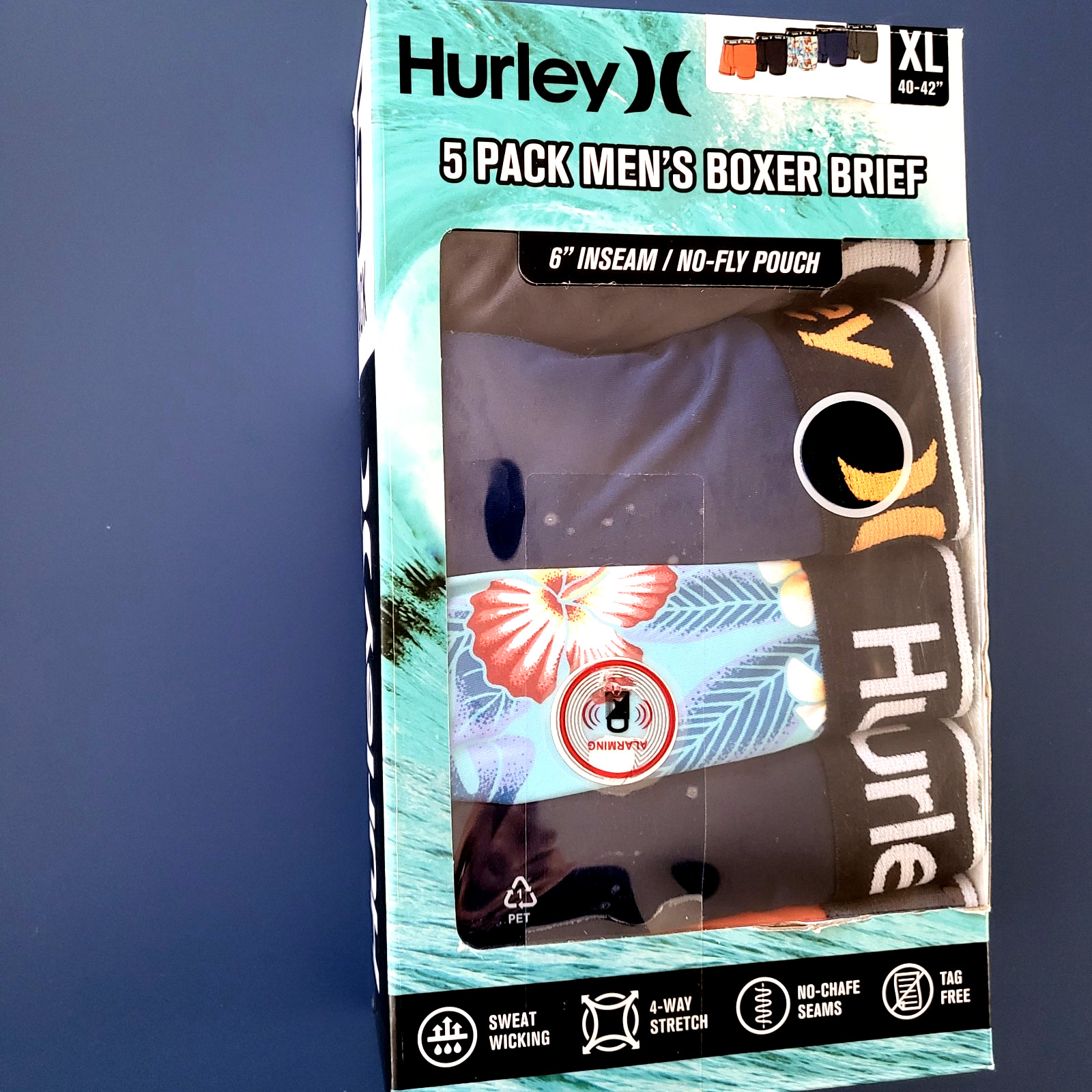 Hurley 5-pair Boxer Briefs 5-pack Performance boxer Briefs Size M L Floral Black
