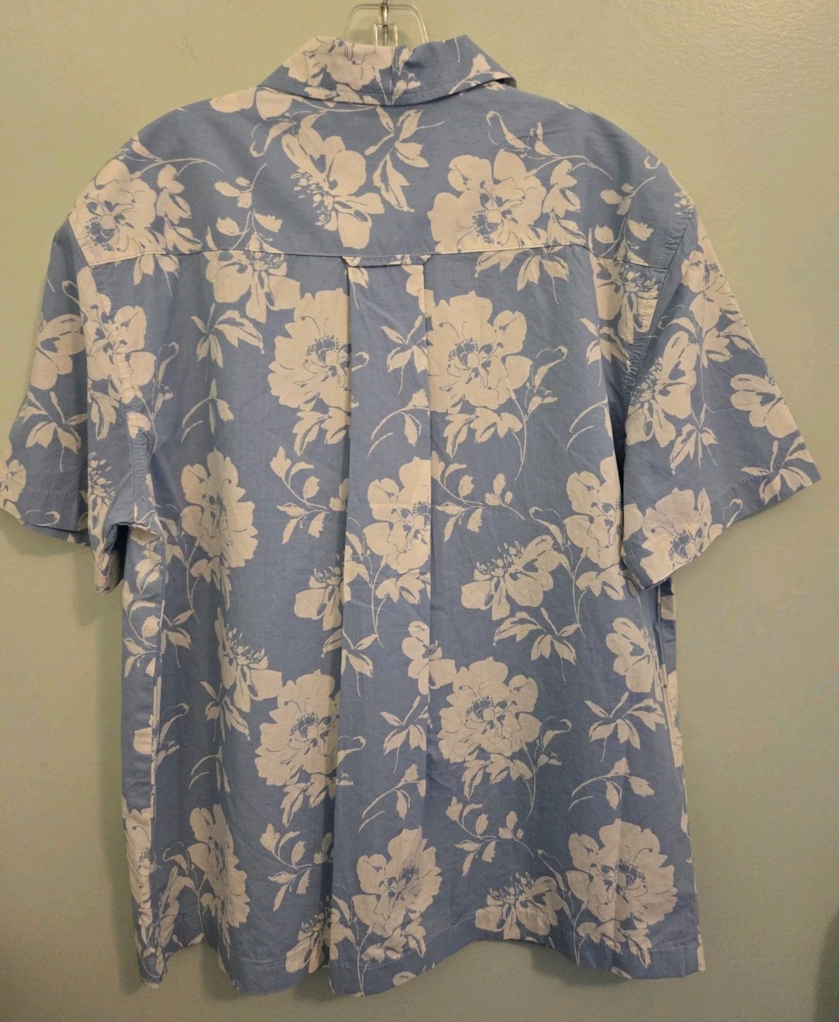 Free Assembly Men’s MEDIUM Short Sleeve Floral Camp Shirt BLUE Vacation #10726