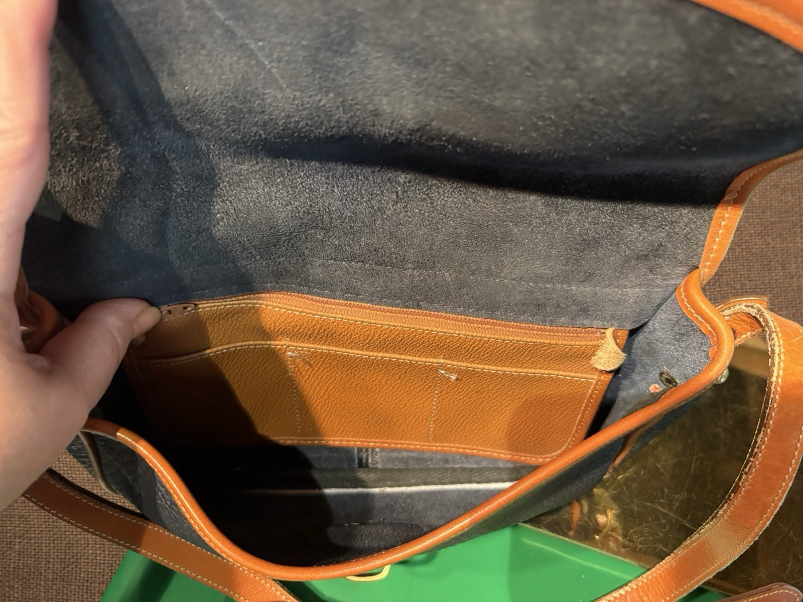 Dooney Bourke Navy Blue Vintage Flap Equestrian Tack Bag All Weather Leather