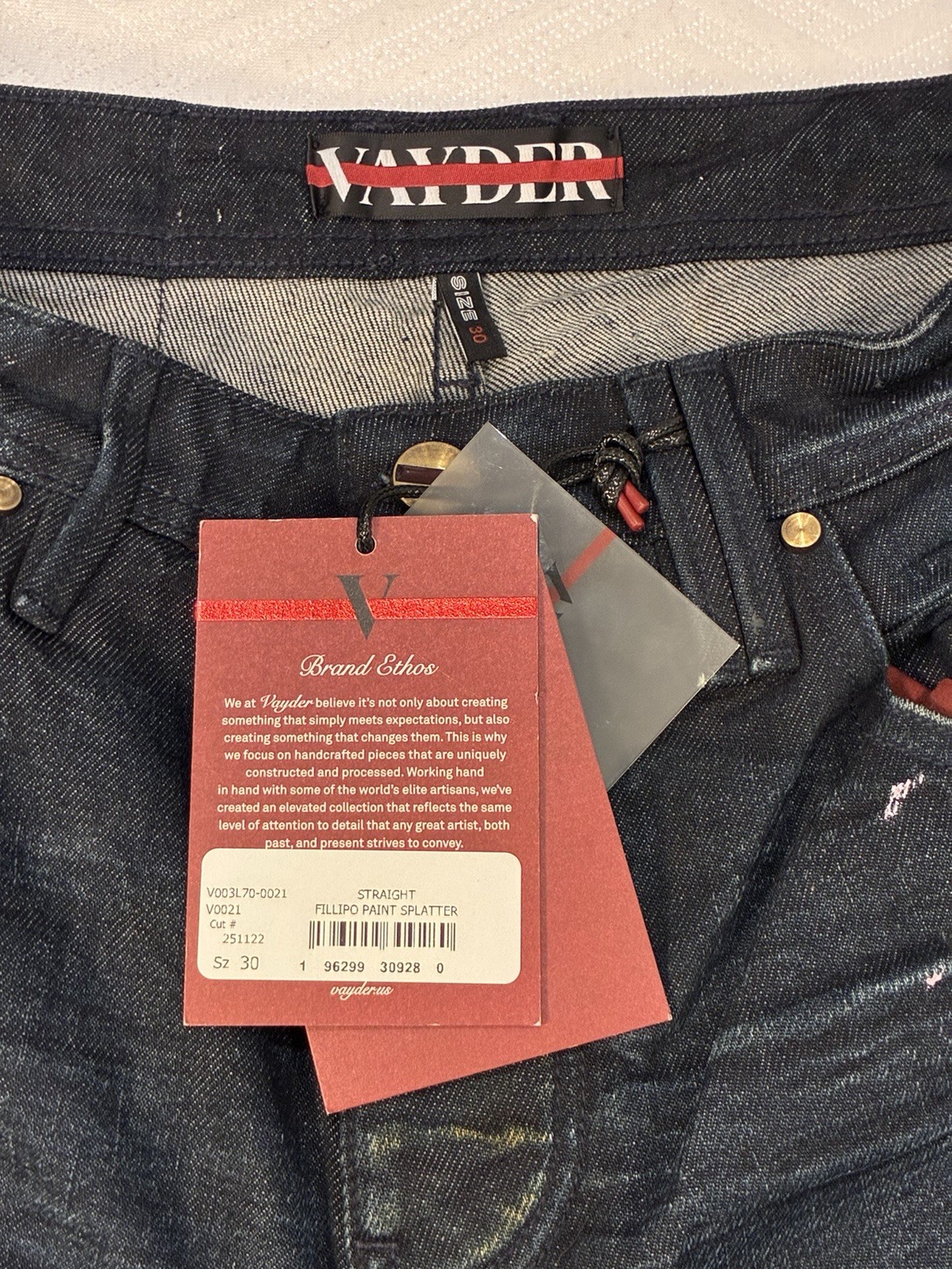 Vayder STRAIGHTFILLIPO PAINT SPLATTER Made in USA $495 Men’s Size 30