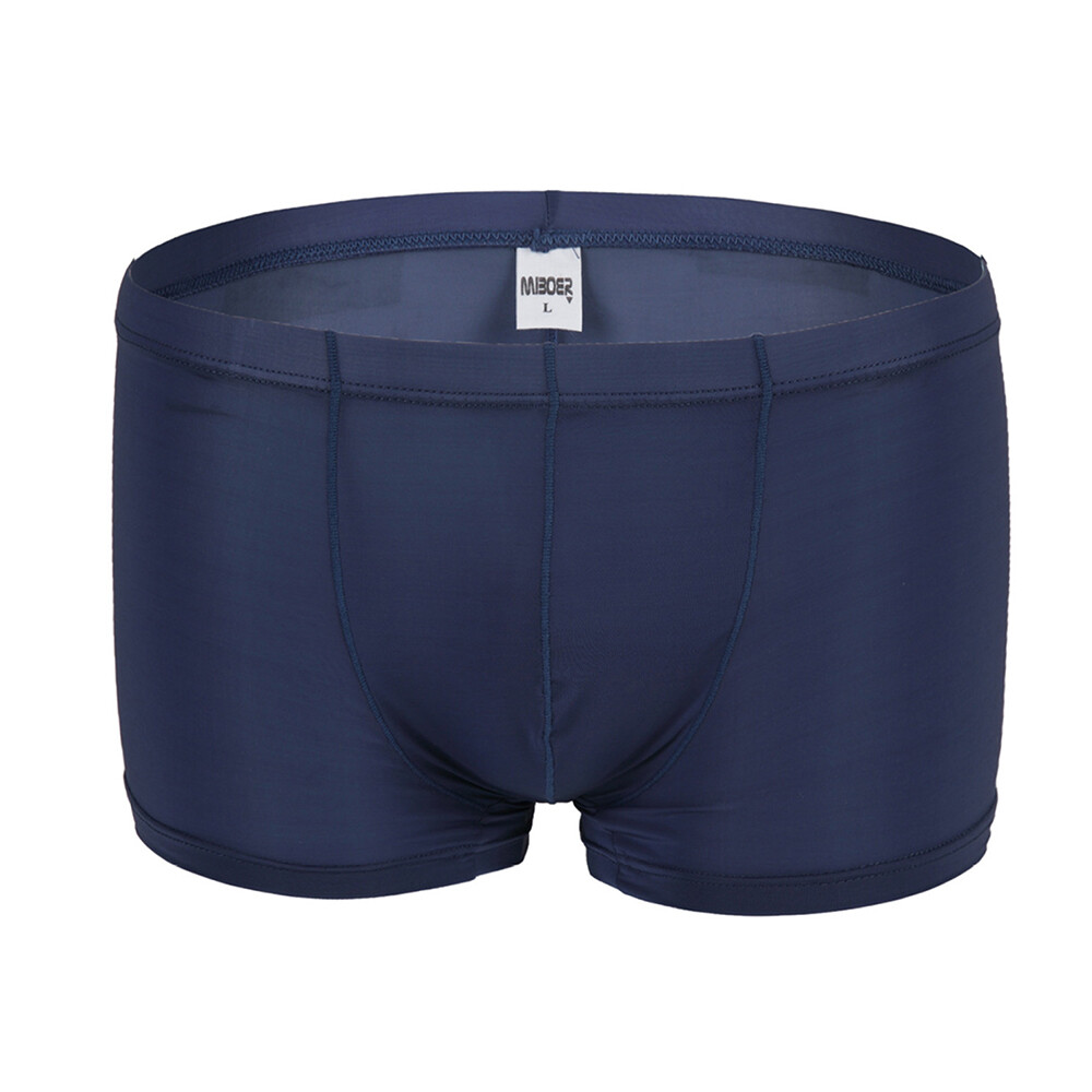 Sexy Men Ice Silk Seamless Boxer Briefs Pouch Underwear Shorts Trunks Underpants