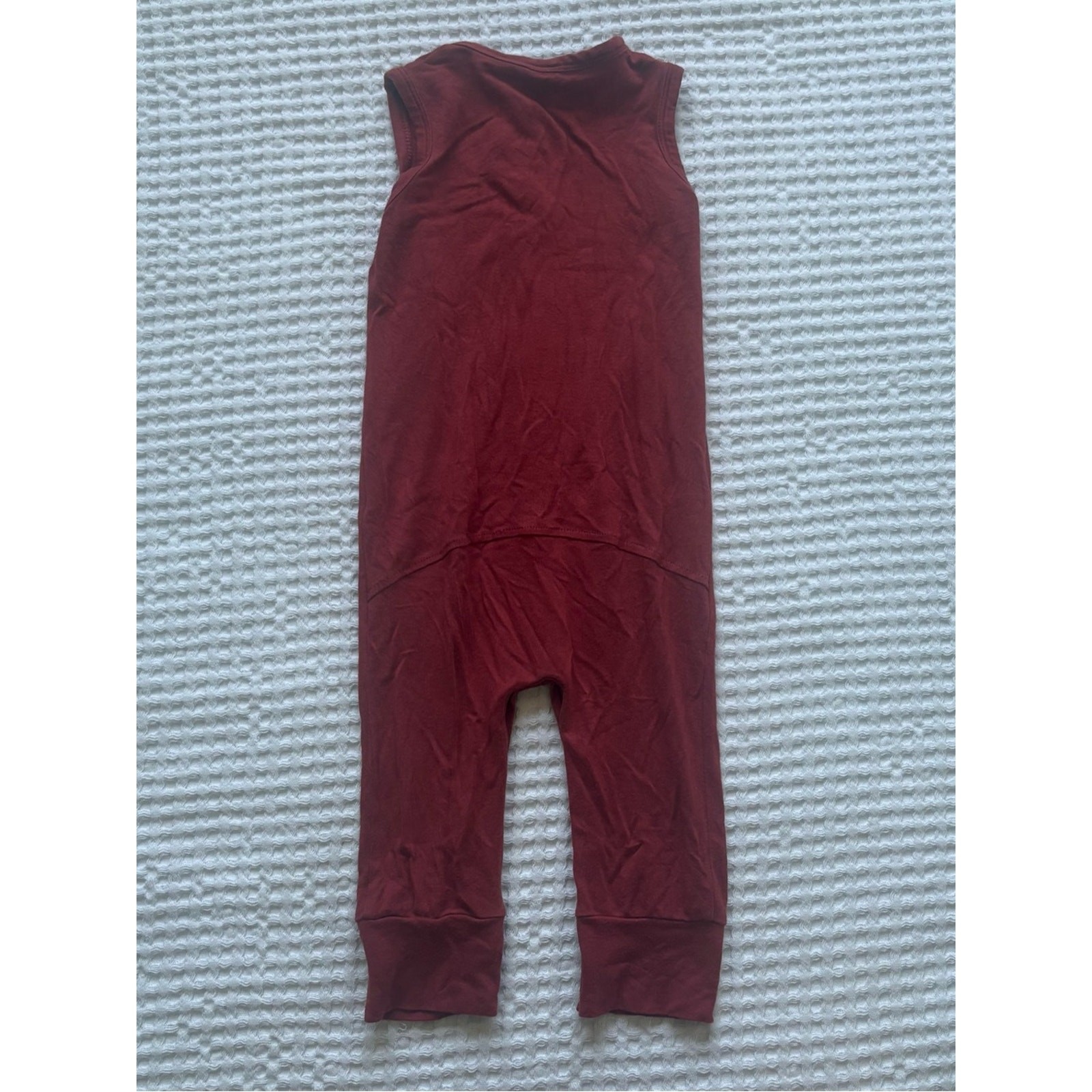 Kate Quinn Bamboo Sleeveless Button Romper Jumpsuit Terracotta Brick Red 6-12M