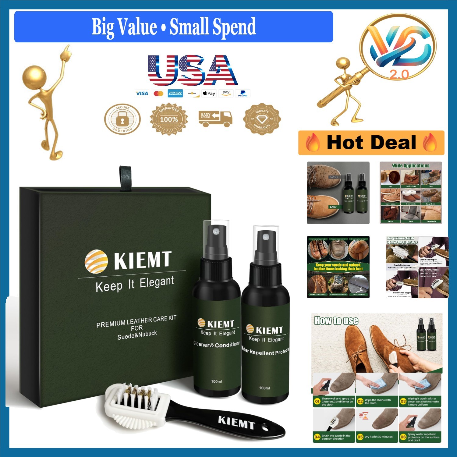 Leather & Suede Care Kit Leather Cleaner Conditioner Protector